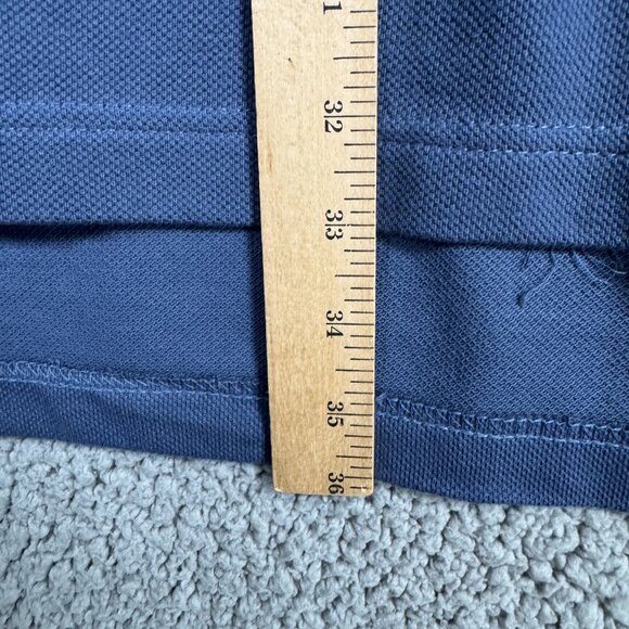Vintage Polo Shirt Mens Size XL Tall Navy Blue Cotton Wolf Embroidery Canvas - Picture 9 of 11